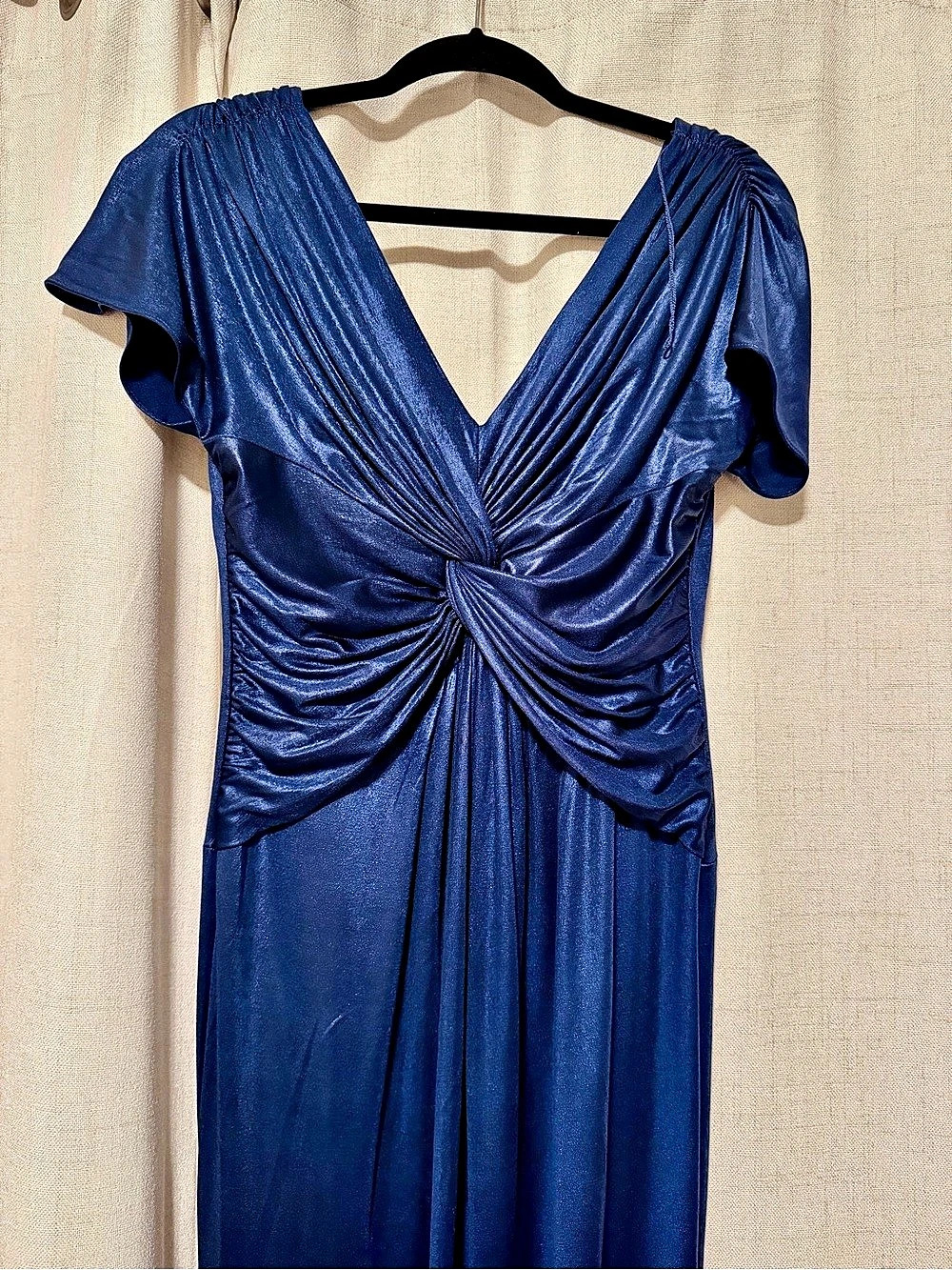 Adrianna Papell Ruched Maxi Dress in Blue Size 8 Like New